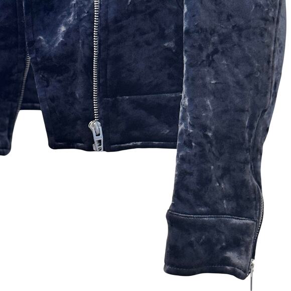 BLANKNYC Moto Jacket Women L Black Crushed Velvet Biker Zip Pocket Streetwear - Picture 5 of 14